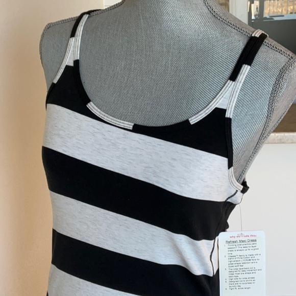 NWT Lululemon Refresh Black & White Striped Maxi Dress Size 8 - Picture 6 of 6